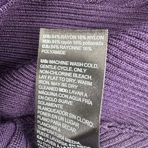 White House Black Market WHBM Base Purple Ribbed Turtleneck Sweater‎ Women's XL - Picture 8 of 9